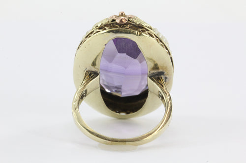 Antique Art Nouveau 14K Gold 16 carat Amethyst & Seed Pearl Ring - Queen May