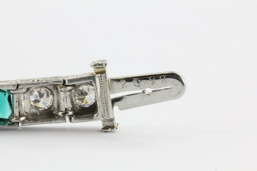 Vintage Art Deco Platinum French Cut Emerald & Diamond Tennis Bracelet - Queen May