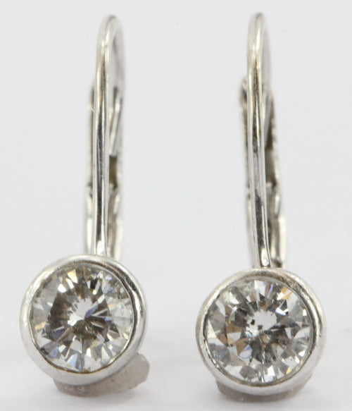 14k White Gold .70 ctw H Si2 Diamond Leverback Drop Earrings - Queen May