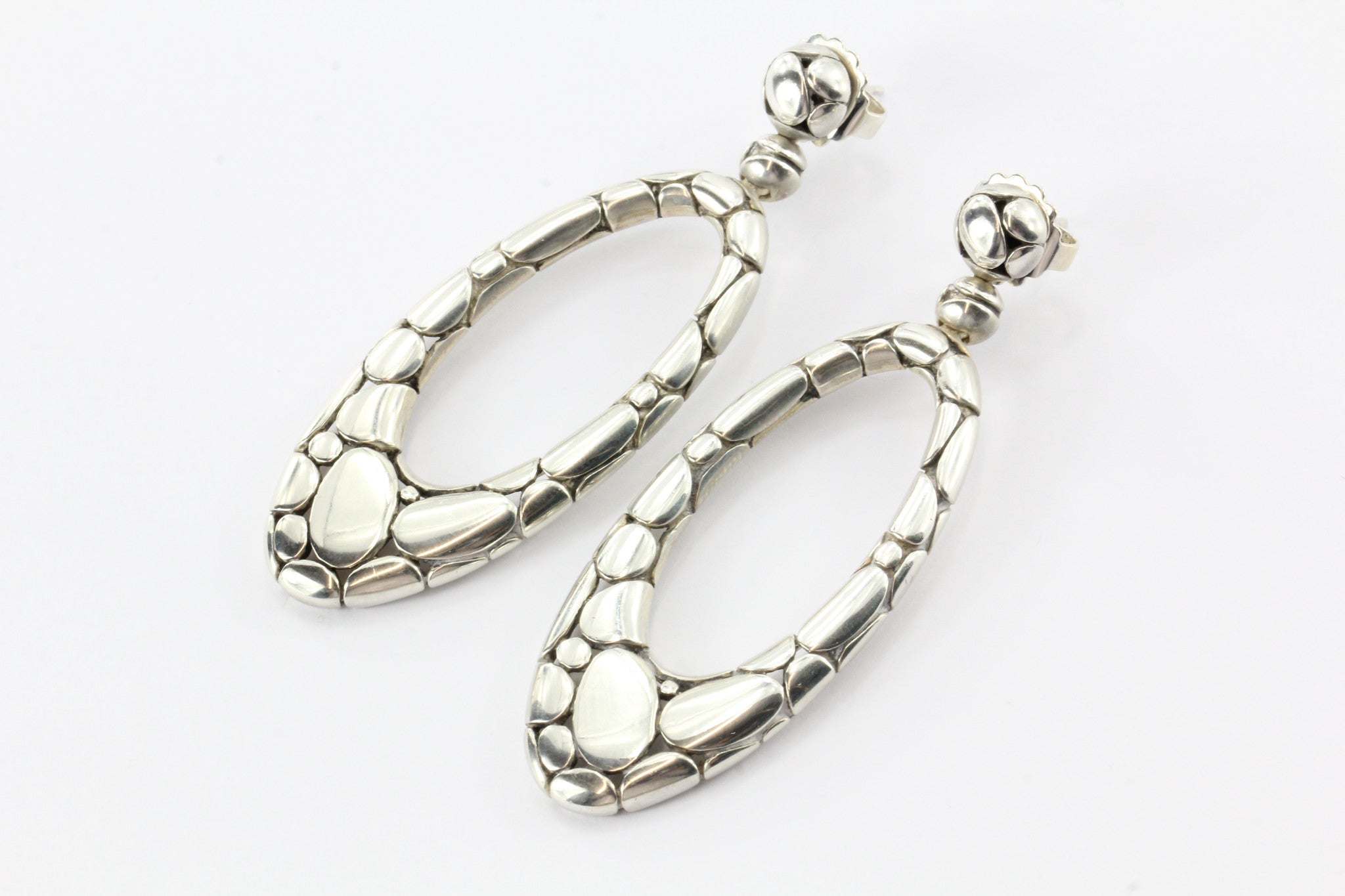 John Hardy Sterling Silver Kali Pebble Oval Drop Earrings QUEEN MAY