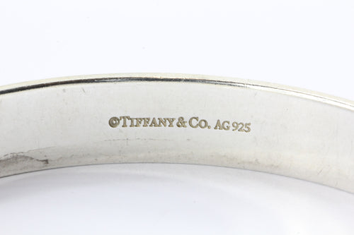 Tiffany & Co Sterling Silver Keyhole Bangle w/ Diamonds Bracelet - Queen May
