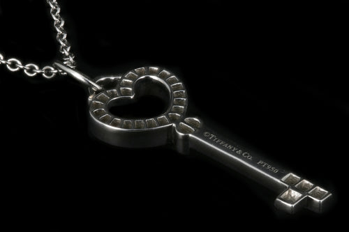 Tiffany Platinum Heart Key Diamond Pendant - Queen May