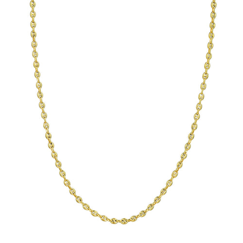 14K Yellow Gold 3.70mm Puffed Mariner Link Chain Necklace - Queen May