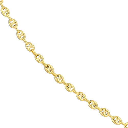 14K Yellow Gold 3.70mm Puffed Mariner Link Chain Necklace - Queen May