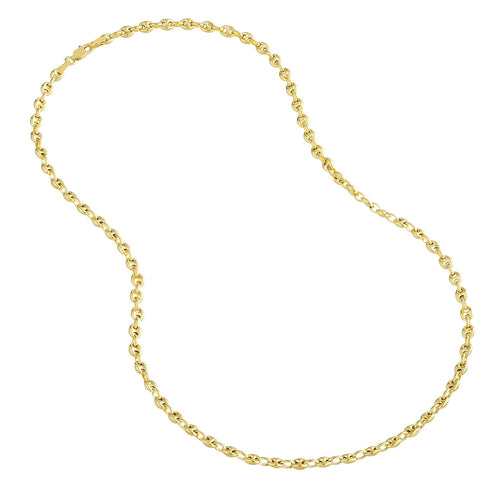 14K Yellow Gold 3.70mm Puffed Mariner Link Chain Necklace - Queen May