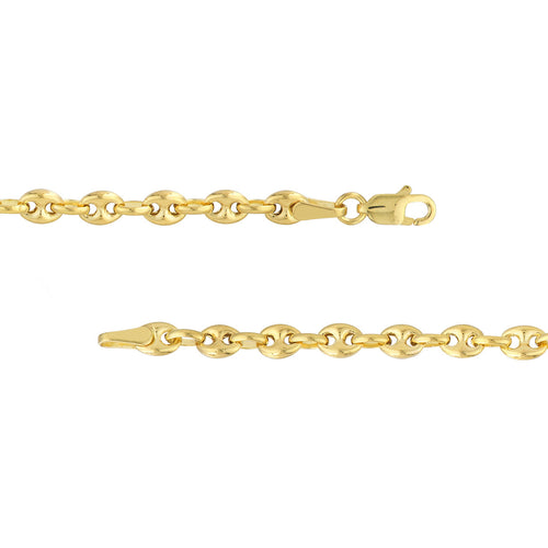 14K Yellow Gold 3.70mm Puffed Mariner Link Chain Necklace - Queen May