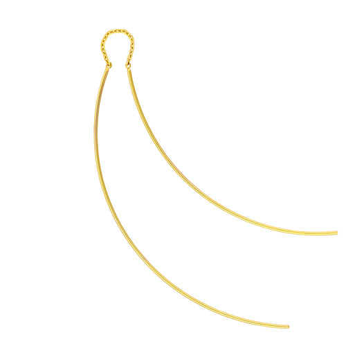14K Yellow or White Gold Curved Wire Threader Earrings - Queen May