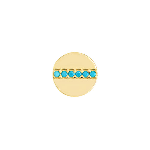 14K Yellow Gold Turquoise Disk Earrings - Queen May