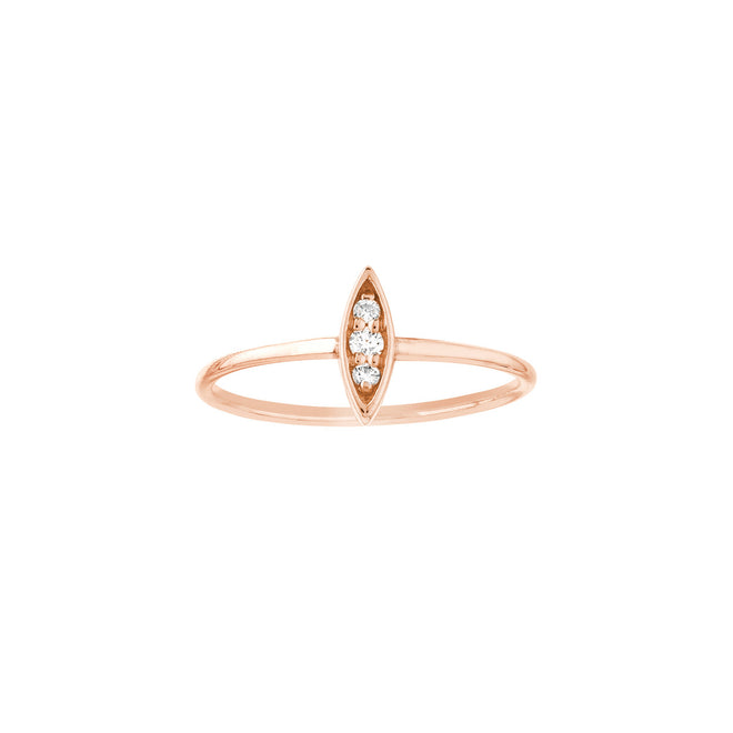 14K White, Yellow or Rose Gold Diamond Marquise Shape Ring - Queen May