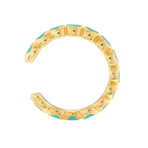 14K Yellow Gold Turquoise Enamel Ear Cuff - Queen May