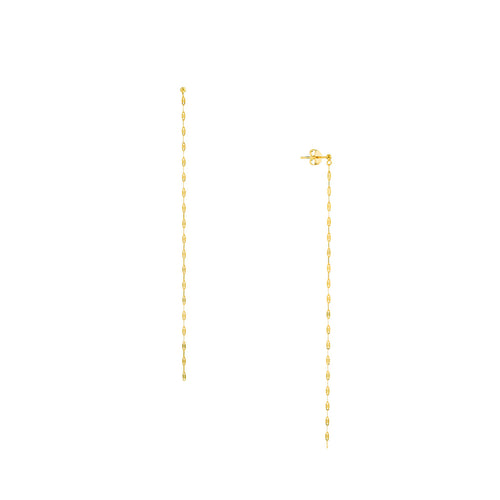 14K Yellow Gold Tiny Tinsel Strand Earrings - Queen May