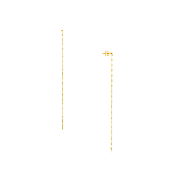 14K Yellow Gold Tiny Tinsel Strand Earrings - Queen May