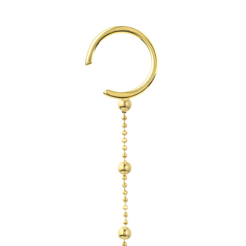 14K Yellow Gold Ball Chain Drape Earring with Ear Cuff - Queen May