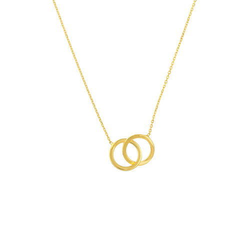 14K Yellow Gold Interlocking Circles Pendant Necklace - Queen May