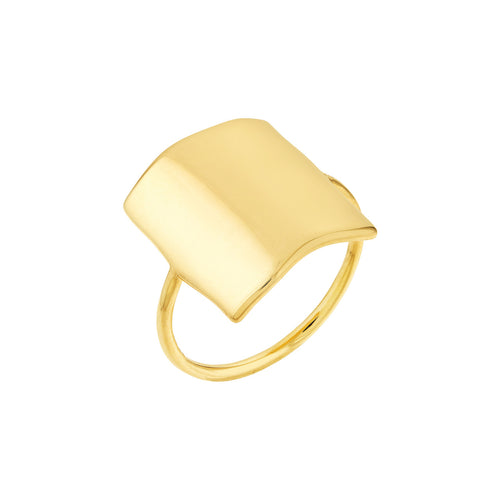 14K Yellow Gold Organic Rectangle Ring - Queen May