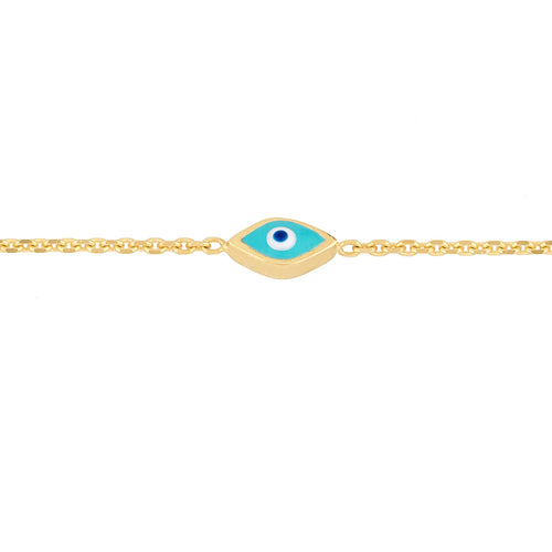 14K Yellow Gold Enamel Evil Eye Station Bracelet - Queen May