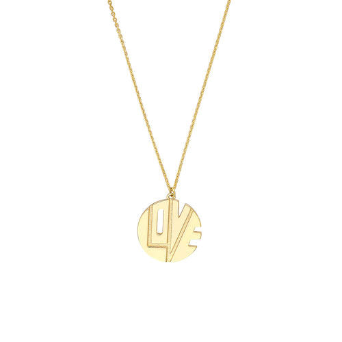 14K Yellow Gold Love Cutout Medallion Necklace - Queen May