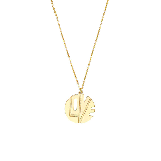 14K Yellow Gold Love Cutout Medallion Necklace - Queen May