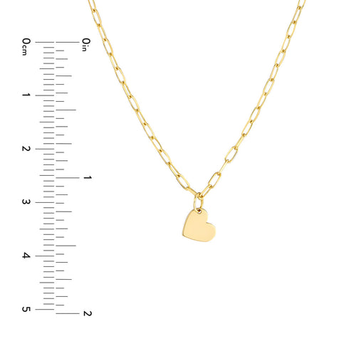 14K Yellow Gold Heart Pendant Paperclip Chain Necklace - Queen May