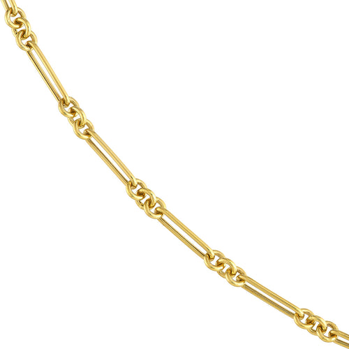 14K Yellow Gold Fancy Rounded Paperclip Link Chain Necklace - Queen May