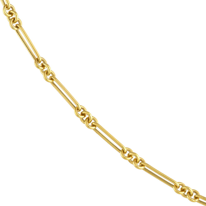 14K Yellow Gold Fancy Rounded Paperclip Link Chain Necklace - Queen May