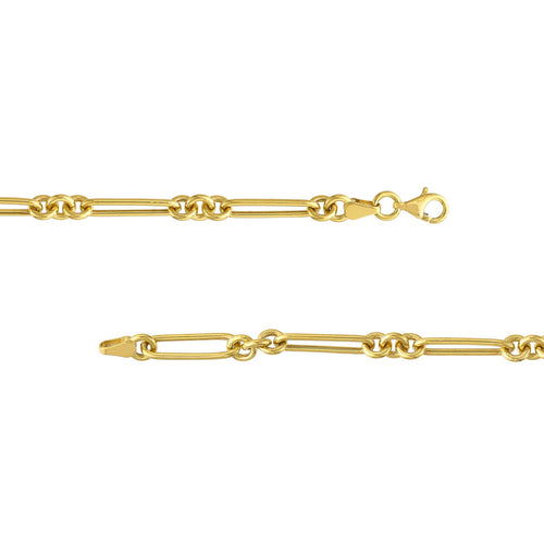 14K Yellow Gold Fancy Rounded Paperclip Link Chain Necklace - Queen May