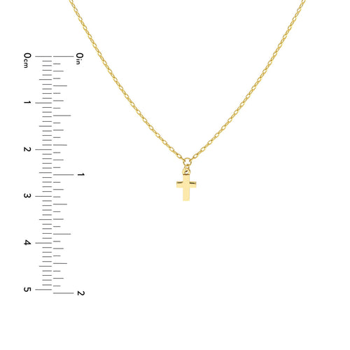 14K Yellow Gold Tiny Cross Pendant Necklace - Queen May