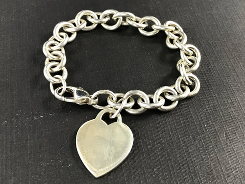 Tiffany & Co Sterling Silver Heart Tag Bracelet 7.5
