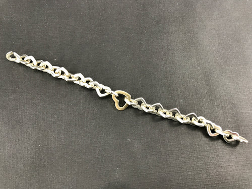 Tiffany & Co Sterling Silver & 18K Gold Heart Link Bracelet 7.5" - Queen May