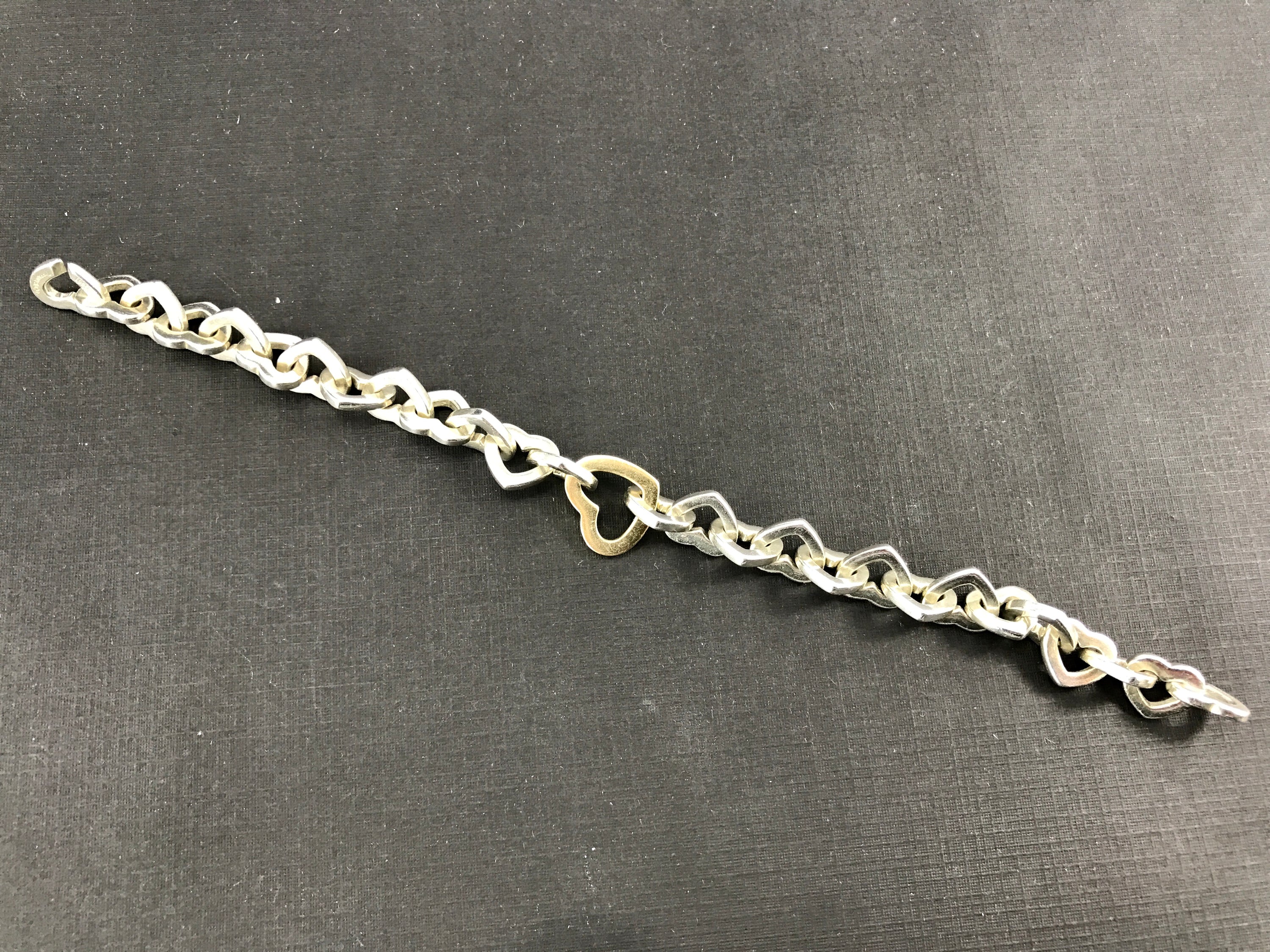 Tiffany & Co Sterling Silver & 18K Gold Heart Link Bracelet 7.5 ...