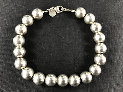 Tiffany & Co Sterling Silver 10mm Ball Bead Bracelet 8.5" - Queen May