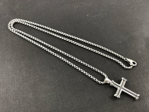 David Yurman Sterling Silver Chevron Cross Necklace - Queen May
