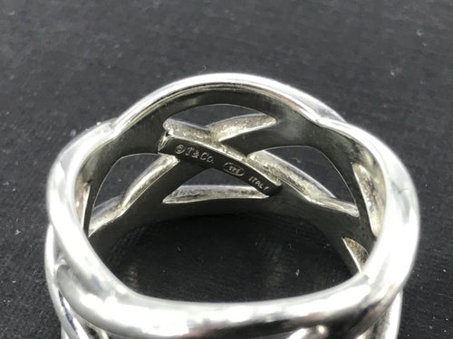 Tiffany & Co Sterling Silver Wide Knot Weave Band Ring Size 7 – QUEEN MAY