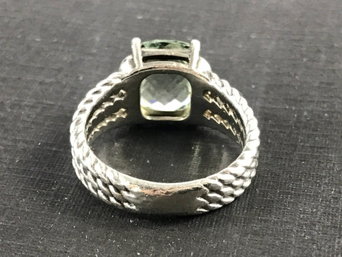 David Yurman Petite Wheaton Ring with Prasiolite and Diamonds Size 5.25 - Queen May