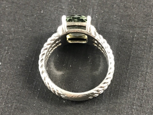 David Yurman Petite Wheaton Ring with Prasiolite and Diamonds Size 5.25 - Queen May