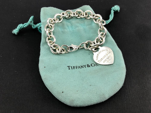Tiffany & Co Sterling Silver Return to Tiffany Heart Tag Bracelet 7.5" - Queen May