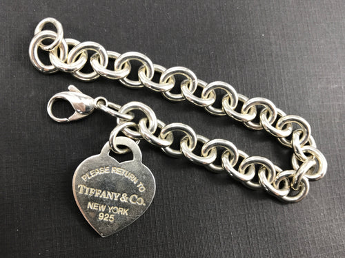 Tiffany & Co Sterling Silver Return to Tiffany Heart Tag Bracelet 7.5" - Queen May
