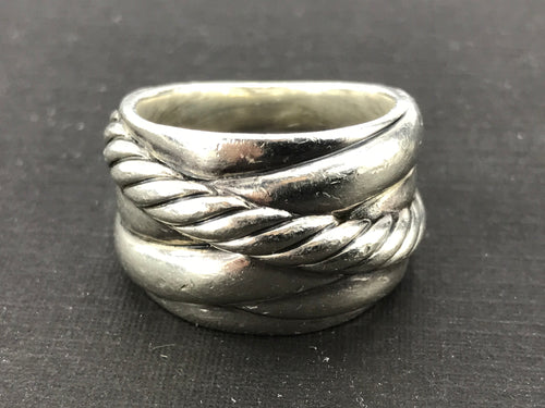 David Yurman Sterling Silver 15mm Crossover Wide Band Ring Size 6.75 - Queen May