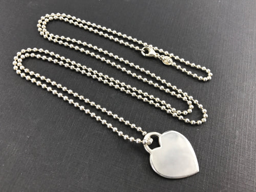 Tiffany & Co Sterling Silver Please Return To Heart Tag 34" Ball Bead Necklace - Queen May