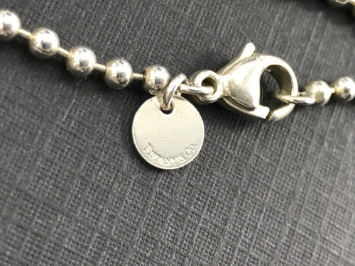 Tiffany & Co Sterling Silver Please Return To Heart Tag 34" Ball Bead Necklace - Queen May