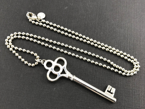 925 sterling silver necklace Vintage Key w/ Crown