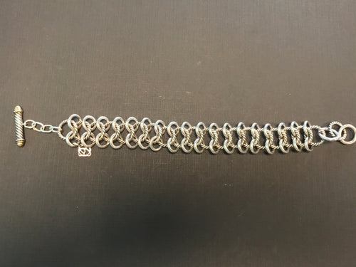 David Yurman Sterling Silver 18K Interlocking Circle Link Toggle Bracelet 7.5 - Queen May