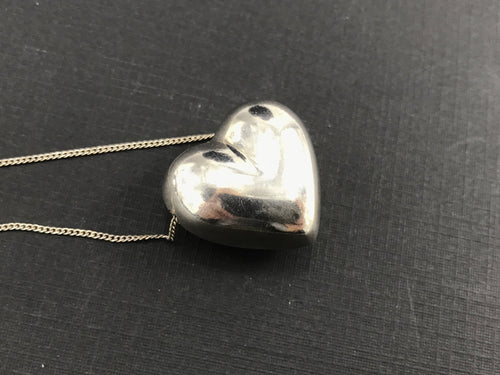 Tiffany & Co Sterling Silver Puffy Heart Necklace RARE - Queen May