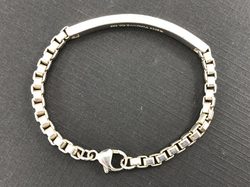 Tiffany & Co Sterling Silver Venetian Link ID Bracelet 6.75" "Edge of Cool" - Queen May
