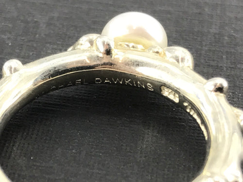 Michael Dawkins Sterling Silver Button Pearl Ring Size 6 - Queen May
