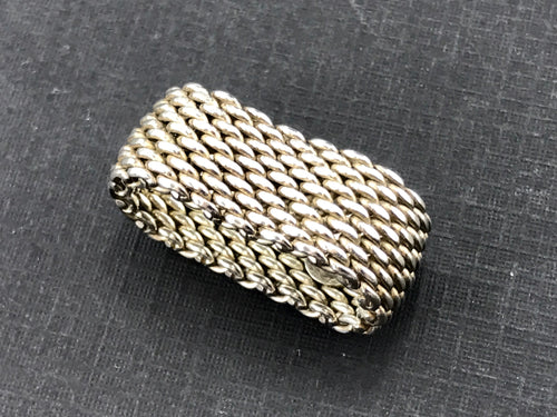 Tiffany & Co Somerset Sterling Silver Mesh Ring Band Size 6.75 - Queen May
