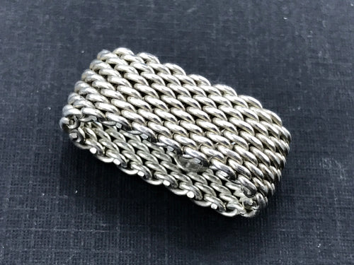 Tiffany & Co Somerset Sterling Silver Mesh Ring Band Size 6.25 - Queen May