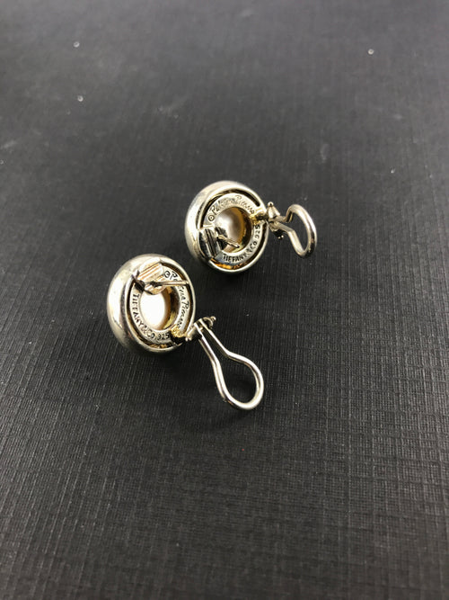 Tiffany & Co Sterling Silver 18K Gold Mabe Pearl Paloma Picasso Earrings c.1980's - Queen May