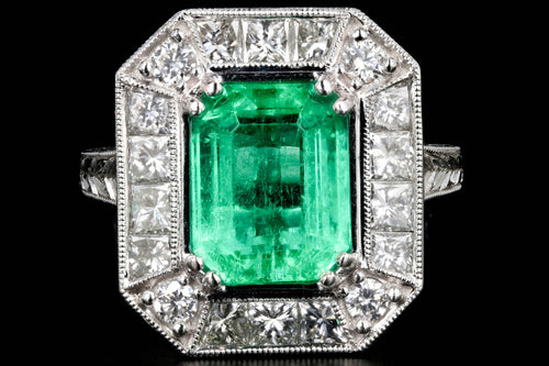 Modern New 2.89CT Colombian Emerald and Diamond Ring GIA Certified - Queen May