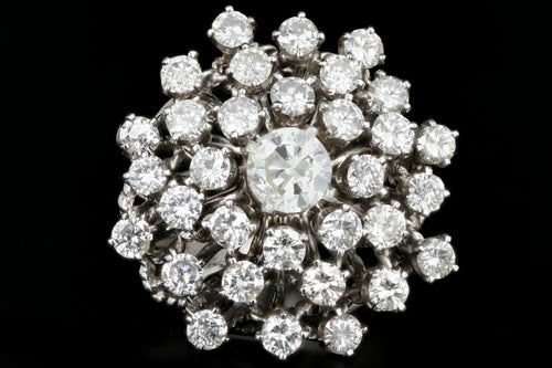 Retro 14K White Gold 5 CTW Diamond Starburst Dome Ring - Queen May